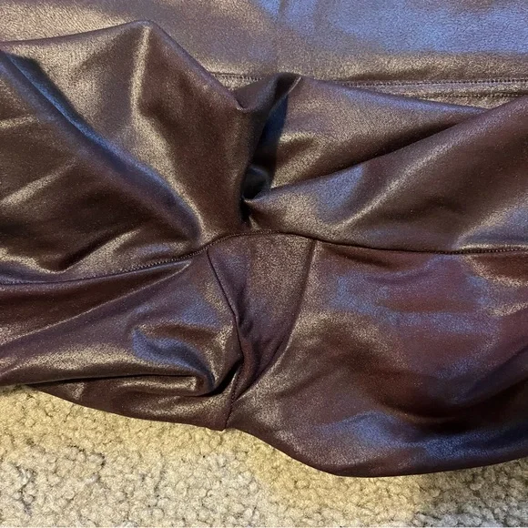 Spanx faux leather wine burgundy maroon leggings X-Large - Picture 7 of 10